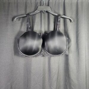 Torrid Curve Black Multiway Strapless Lace Trim Bra 42D Underwire Smooth Cup